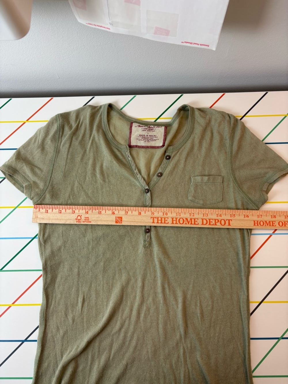 Abercrombie & Fitch Sage Green Henley Large 100% Cotton Y2K Elena Vampire - Picture 7 of 9